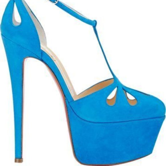 Christian Louboutin BLUE Amyada Platform Pumps Sandals - Picture 2 of 9